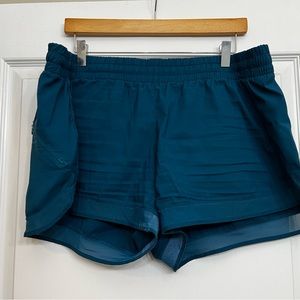 Athleta Mesh Run Racer Shorts in Coastal Teal sz XL Fair condition